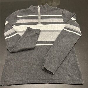 Jones New York Charcoal and Light Gray Zip-Up Sweater